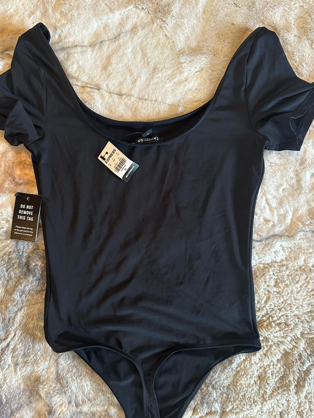 Express Black Scoop Neck Short Sleeve Bodysuit